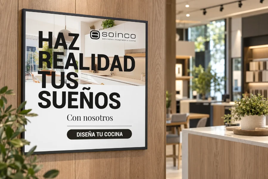 Cocinas Soinco · campaña «Haz realidad tus sueños»: cartel en la exposición