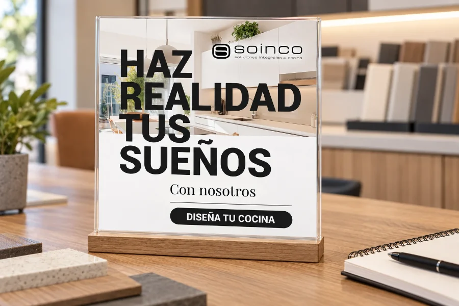Cocinas Soinco · campaña «Haz realidad tus sueños»: expositor de mostrador