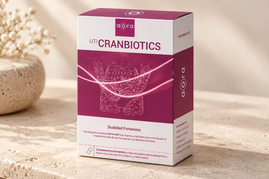 AORA · UTI Cranbiotics: envase
