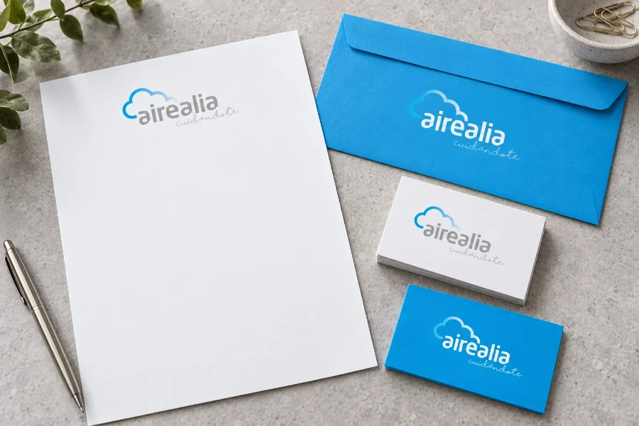 Airealia · identidad: papelería