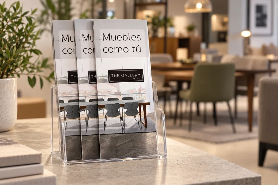 The Gallery · díptico «Muebles como tú»: expositor de mostrador