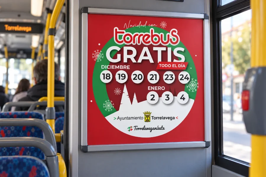 Torrebus · Navidad 2019: cartel en el autobús