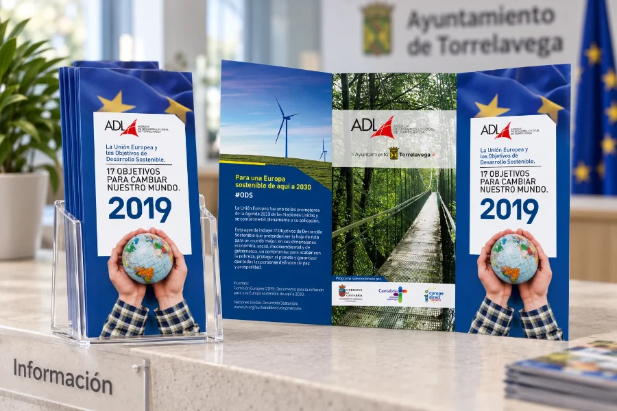 ADL Torrelavega · tríptico de desarrollo sostenible: expositor informativo