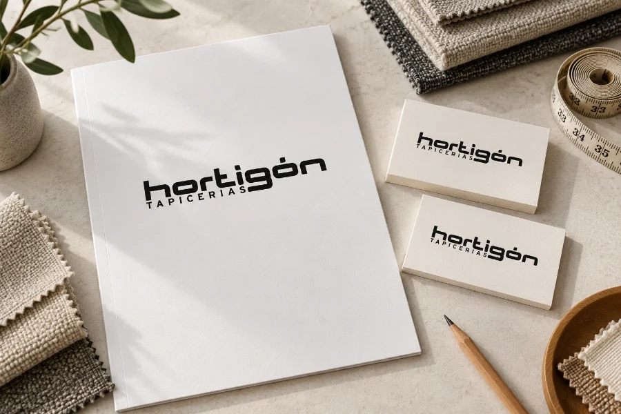Hortigón · identidad de tapicerías: papelería del estudio