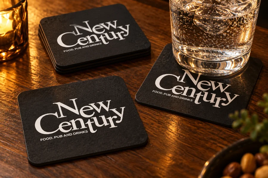 New Century · identidad: posavasos