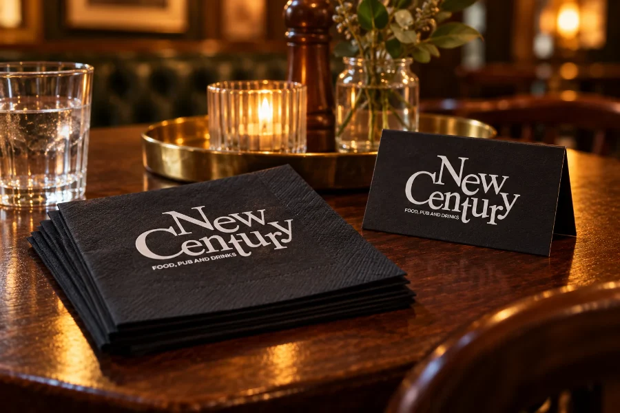 New Century · identidad: servilletas