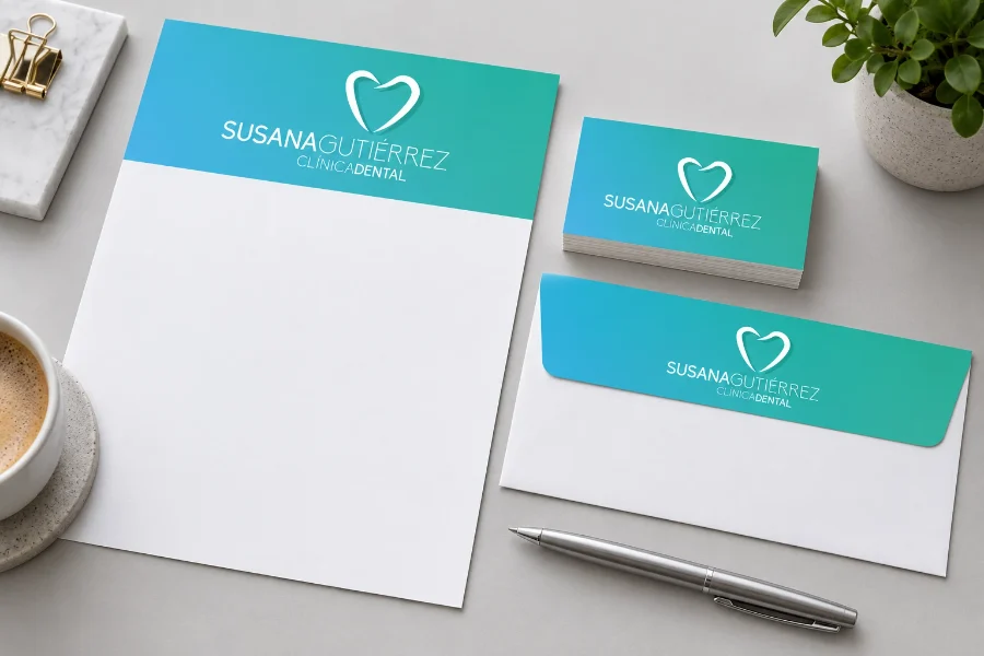 Susana Gutiérrez Clínica Dental · identidad: papelería corporativa