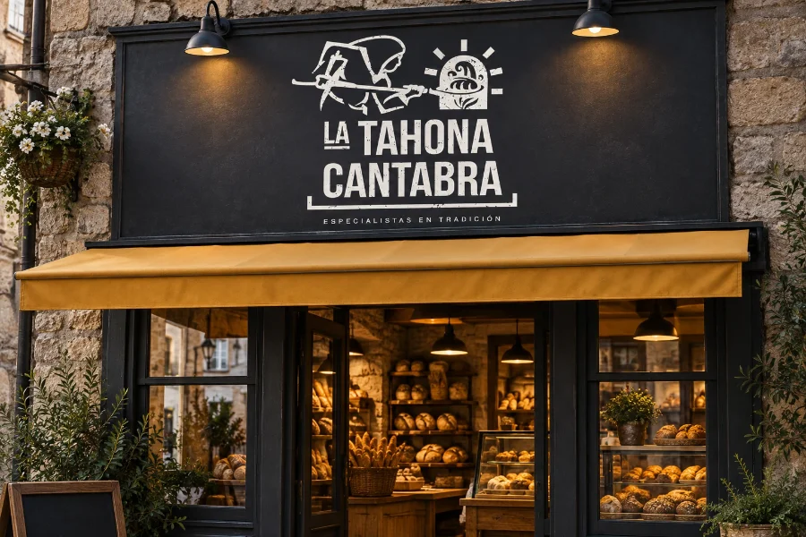 La Tahona Cántabra · identidad: letrero de fachada