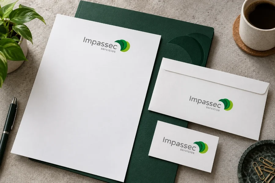 Impassec · identidad: papelería corporativa