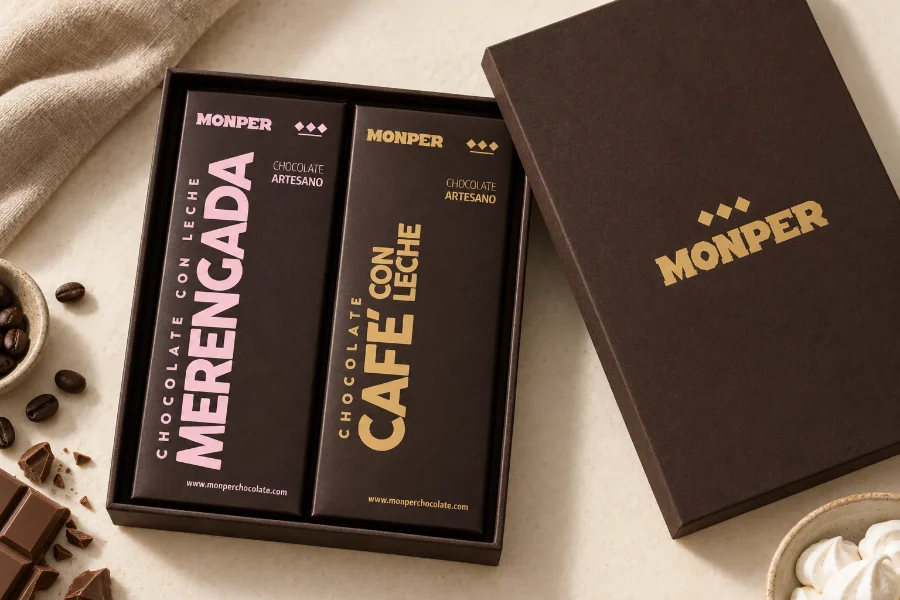 Monper · envases de chocolate: estuche de regalo