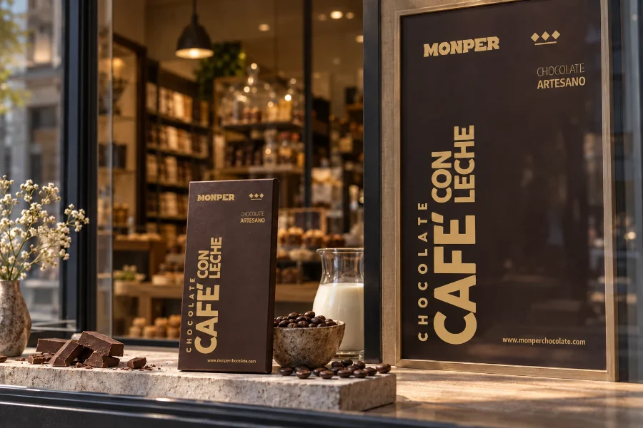 Monper · envases de chocolate: cartel de producto