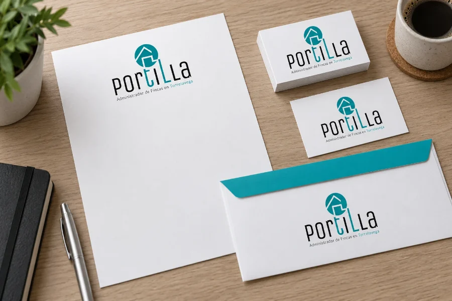 Portilla Administración de Fincas · identidad: papelería para comunidades