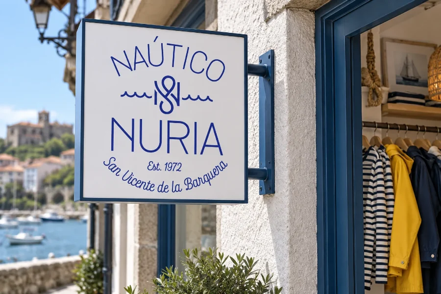 Náutico Nuria San Vicente · identidad comercial: rótulo de la boutique