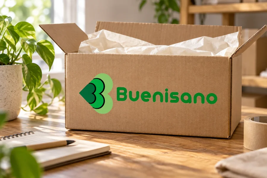 Buenisano · identidad: caja de envío