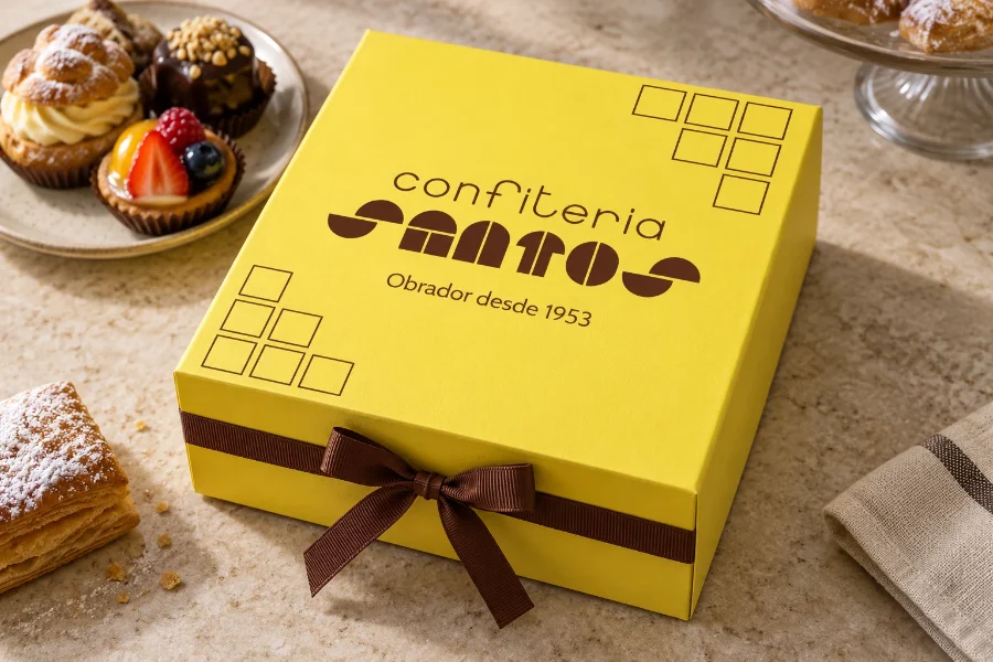 Confitería Santos · identidad: caja de pastelería