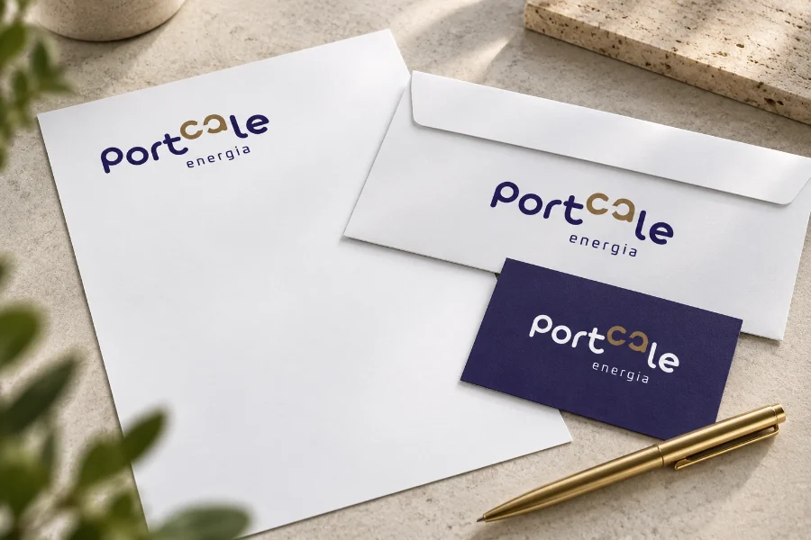 LoGOs · Portcale Energía: papelería corporativa