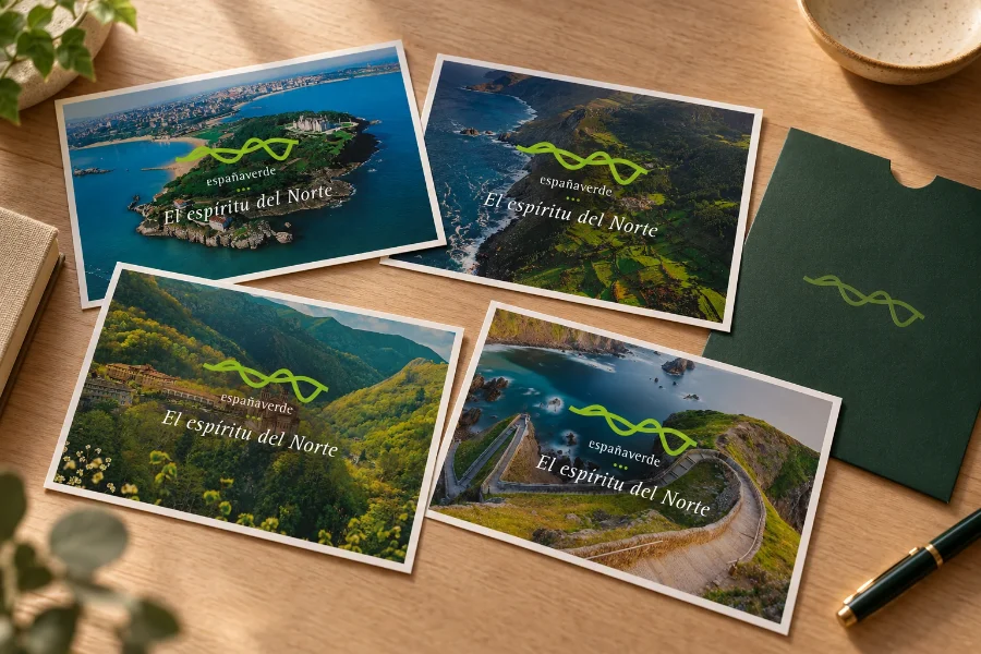 In Green Spain · campaña «Gana un viaje»: postales de cuatro destinos