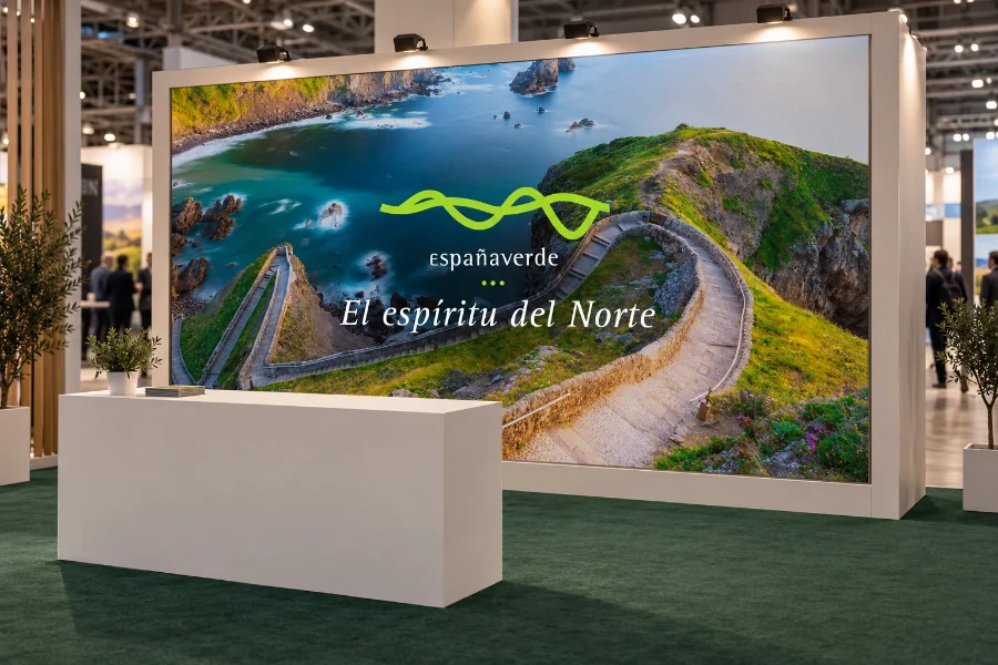 In Green Spain · campaña «Gana un viaje»: mural en la feria de turismo