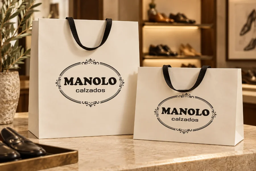 Calzados Manolo · identidad: bolsa de la tienda