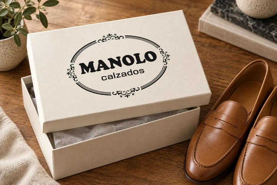 Calzados Manolo · identidad: caja de calzado