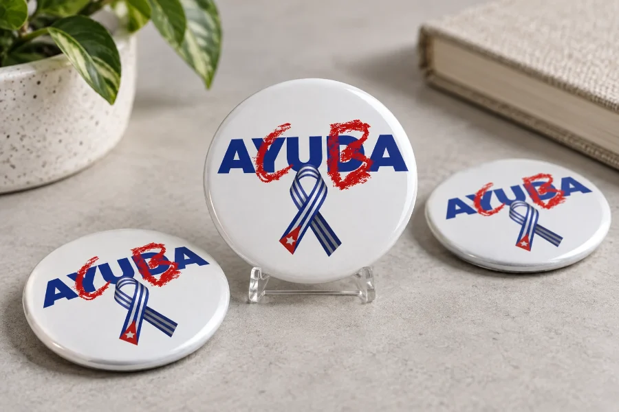 Rotary · Ayuda a Cuba: chapas de la campaña