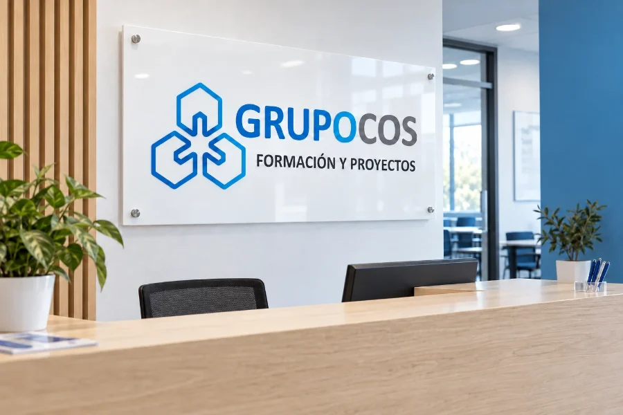 Grupo Cos · identidad: rótulo de recepción
