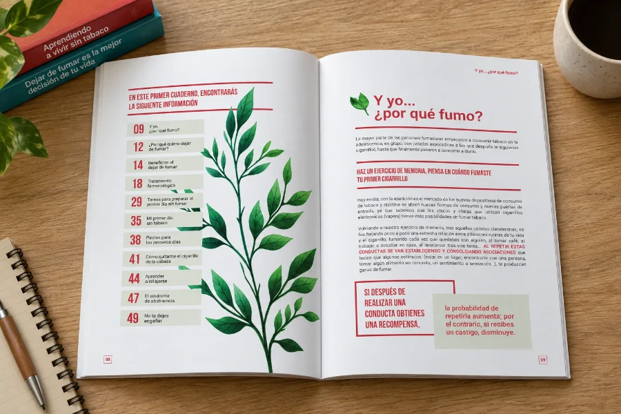 Gobierno de Cantabria · guías «Vivir sin tabaco»: doble página