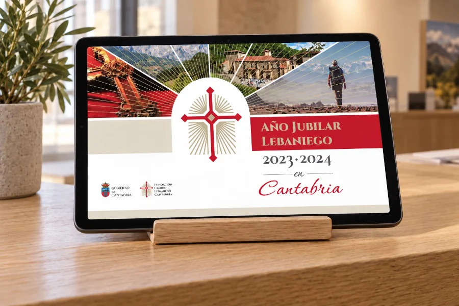 Camino Lebaniego · estudio de impacto del Año Jubilar: portada en la tableta