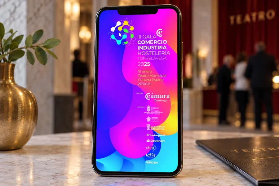 III Gala del Comercio 2025: cartel en el móvil