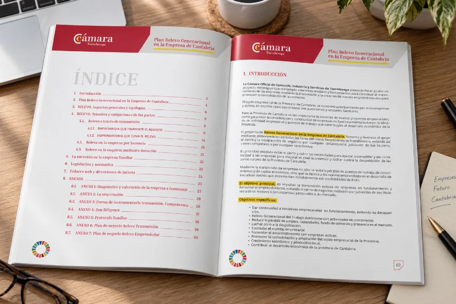 Cámara de Comercio · guía del Plan de Relevo Generacional: interior de la guía