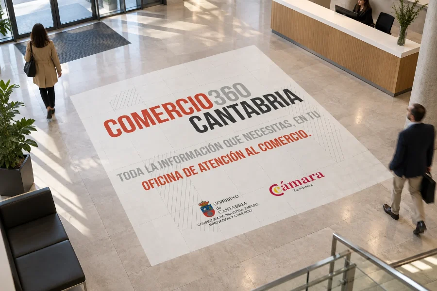 Cámara de Comercio · Comercio 360, oficina de atención al comercio: vinilo de suelo