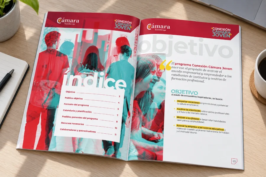 Cámara de Comercio · Conexión Cámara Joven: interior del dosier