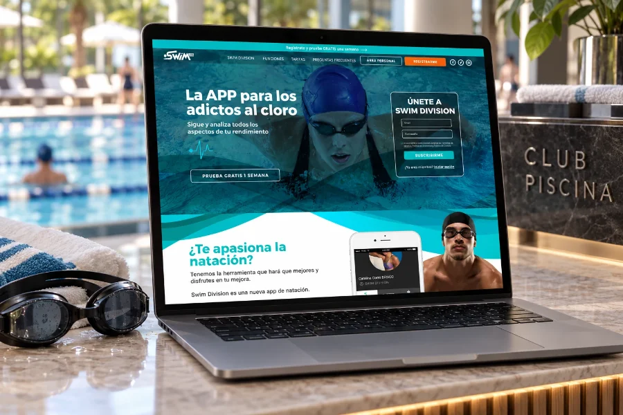 Swim Division · diseño web: web en el portátil