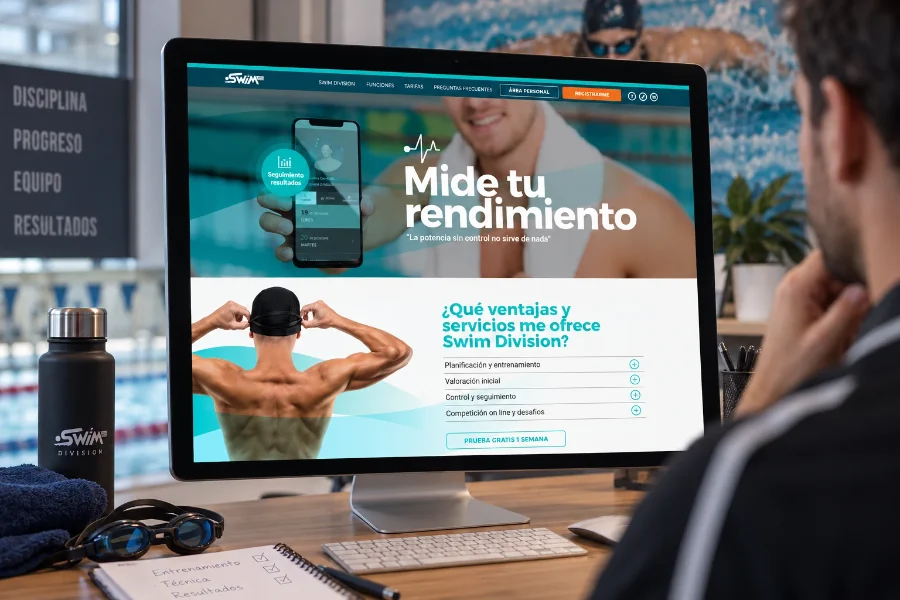 Swim Division · diseño web: web en el ordenador