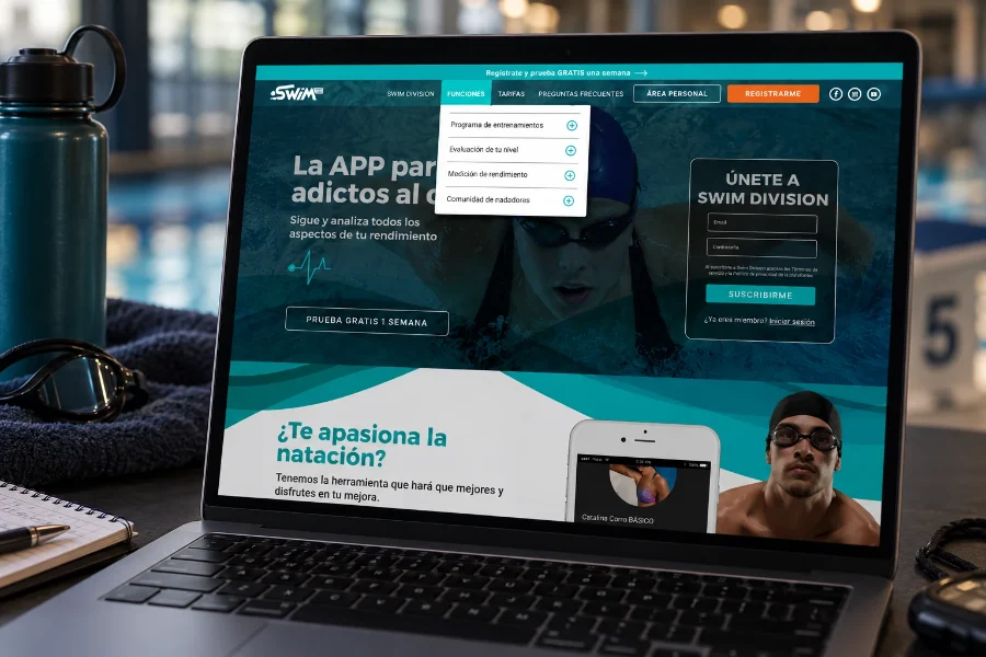 Swim Division · diseño web: navegación de la web