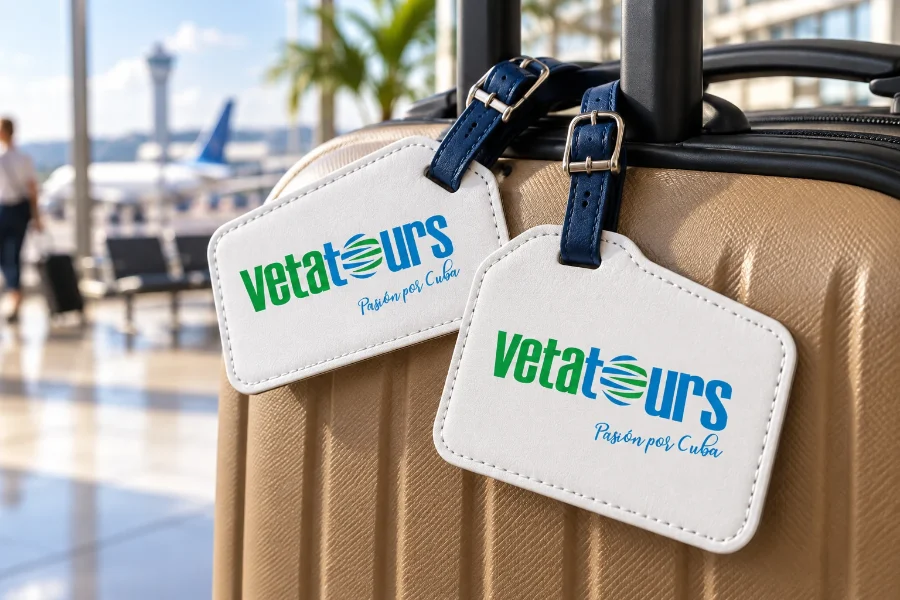 Vetatours · identidad: etiqueta de equipaje