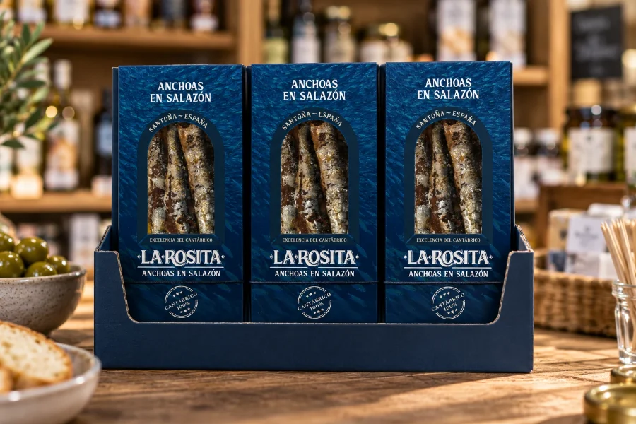 La Rosita · anchoas en salazón: expositor en la tienda