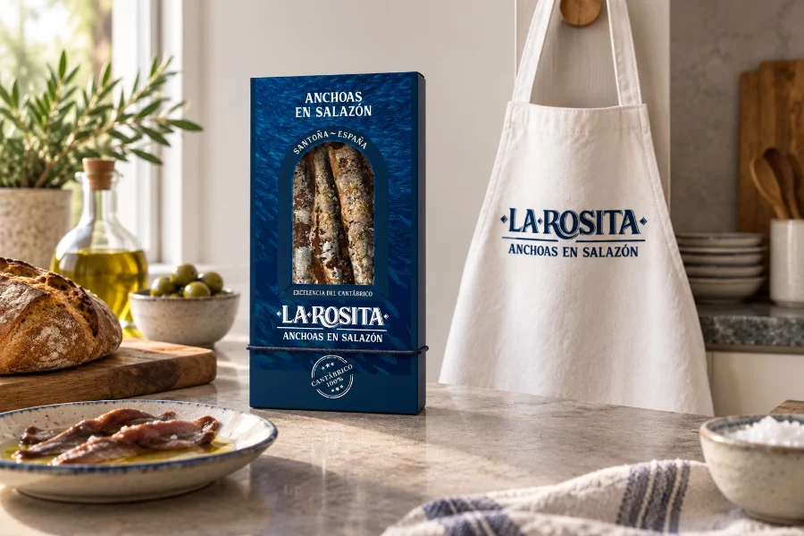 La Rosita · anchoas en salazón: delantal de degustación