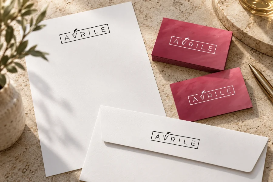 Avrile · identidad: papelería