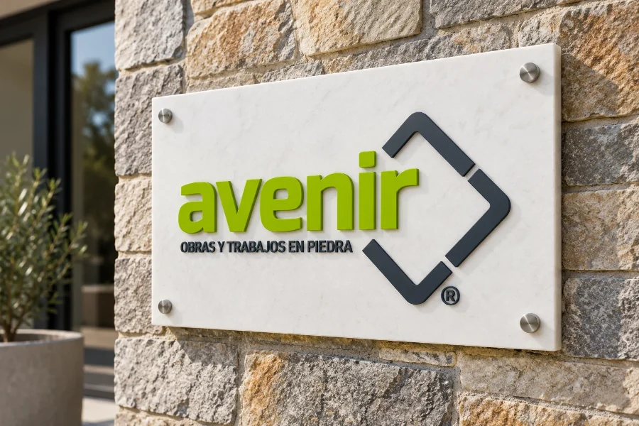 Avenir Obras · identidad y web: rótulo del taller
