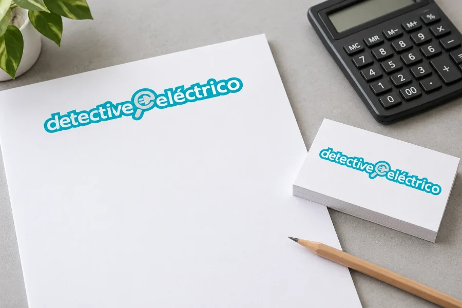 Detective Eléctrico · identidad y web: papelería