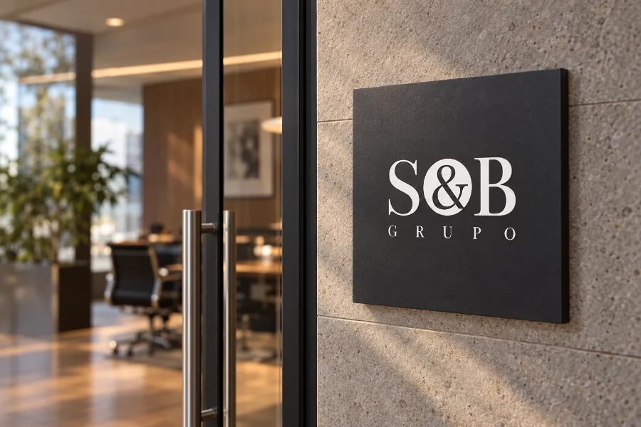 S&B Grupo · webs: placa de la oficina