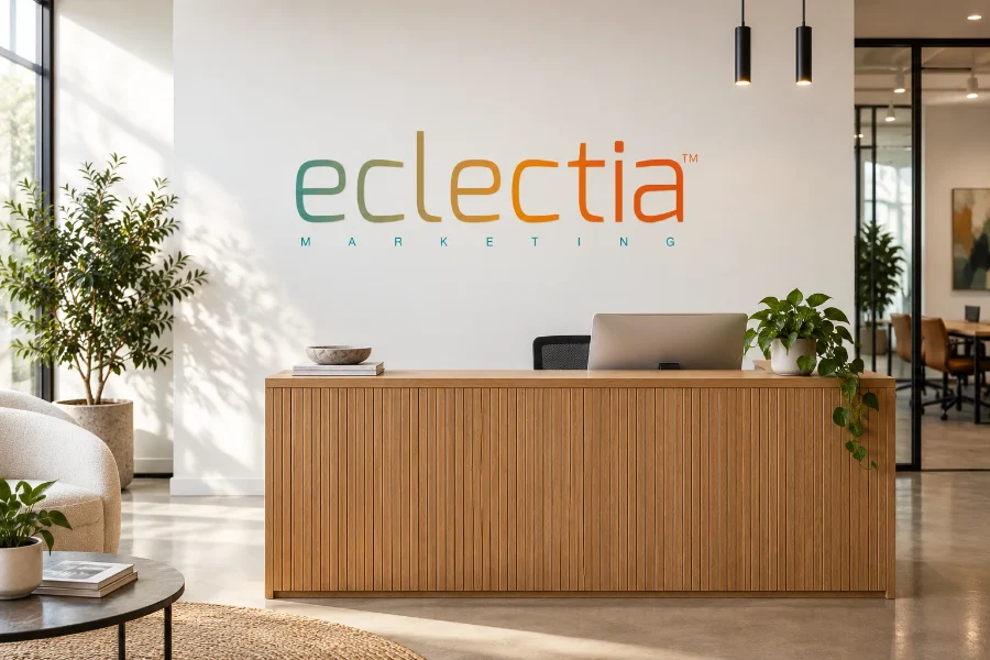 Eclectia · identidad y web: rótulo