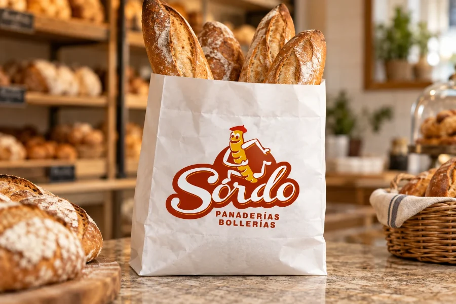 Panaderías Sordo · identidad premium: bolsa de pan