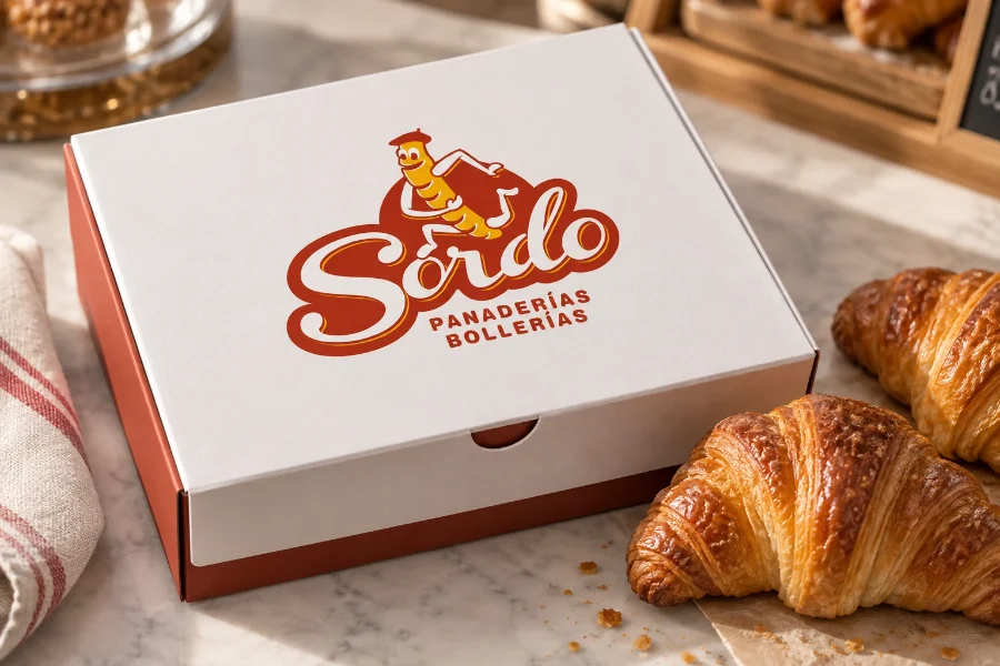 Panaderías Sordo · identidad premium: caja de pastelería