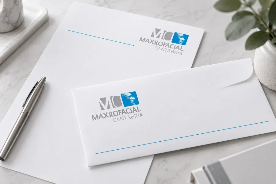 Maxilofacial Cantabria · identidad: papelería de la clínica