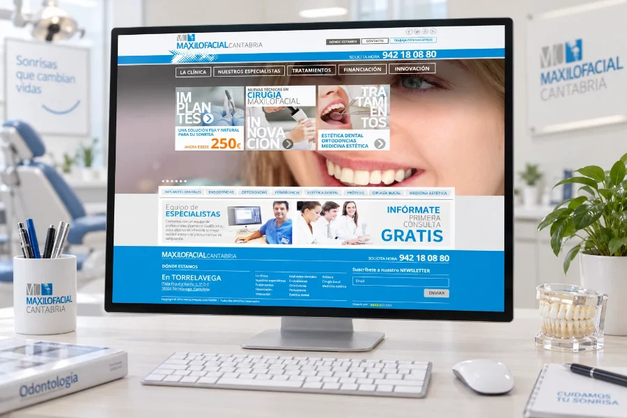 Maxilofacial Cantabria · identidad: web en el ordenador