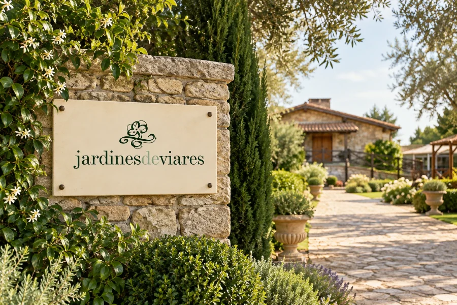 Jardines de Viares · identidad: rótulo de entrada
