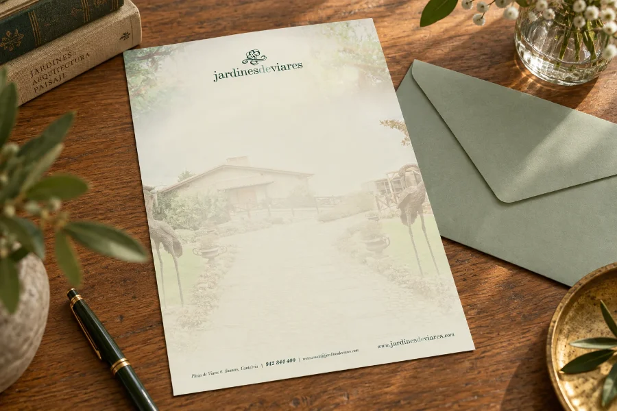 Jardines de Viares · identidad: papelería