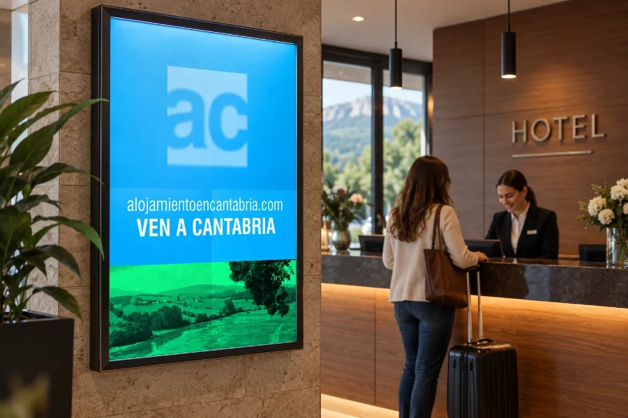 Alojamiento en Cantabria · web de reservas: cartel de turismo
